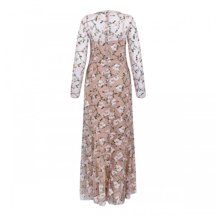 Pink floral sequin maxi dress