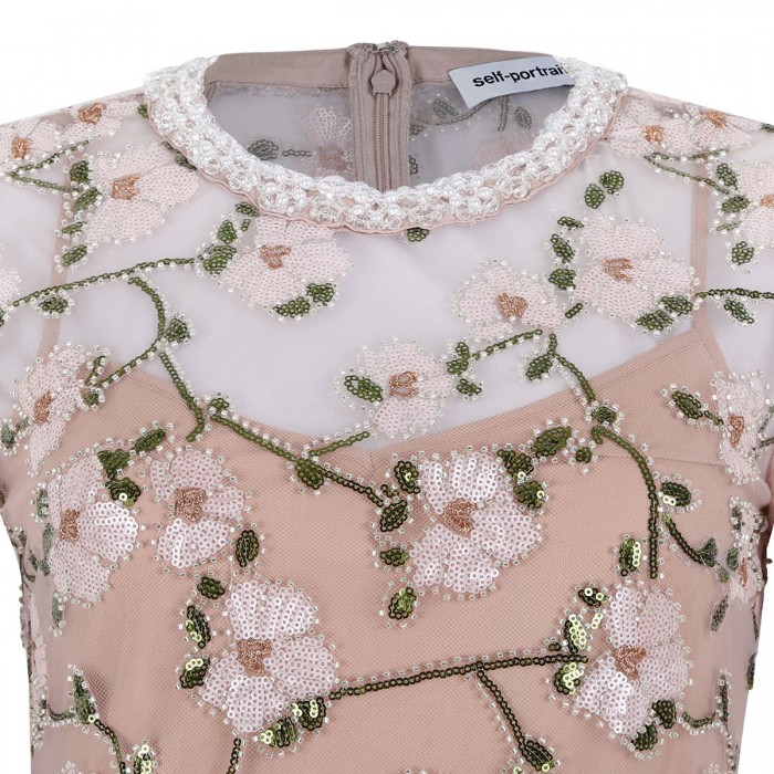 Pink floral sequin maxi dress