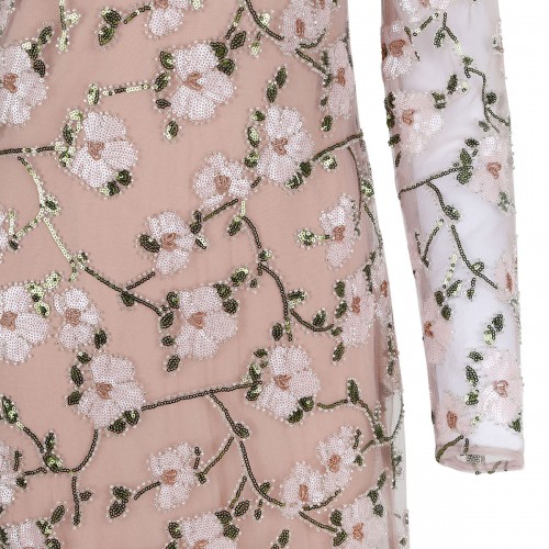Pink floral sequin maxi dress 2
