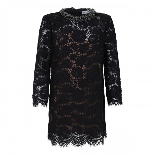 Black lace long sleeve mini...