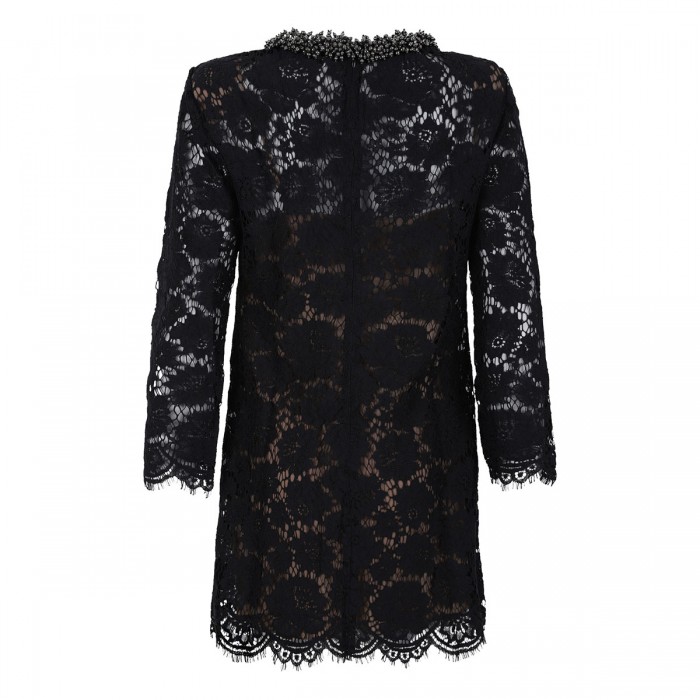 Black lace long sleeve mini dress