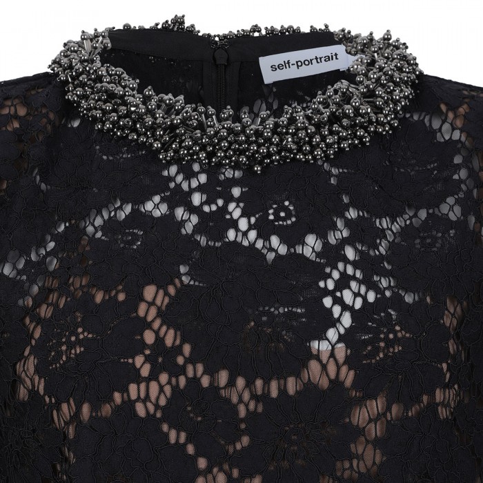 Black lace long sleeve mini dress
