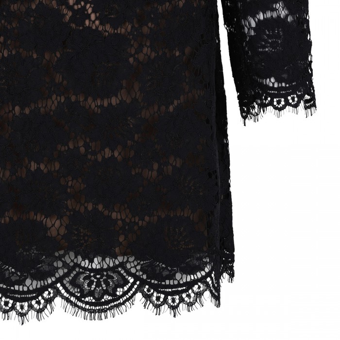 Black lace long sleeve mini dress
