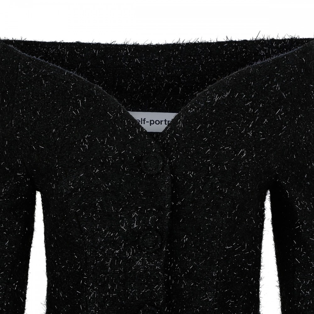 Black metallic boucle satin maxi dress