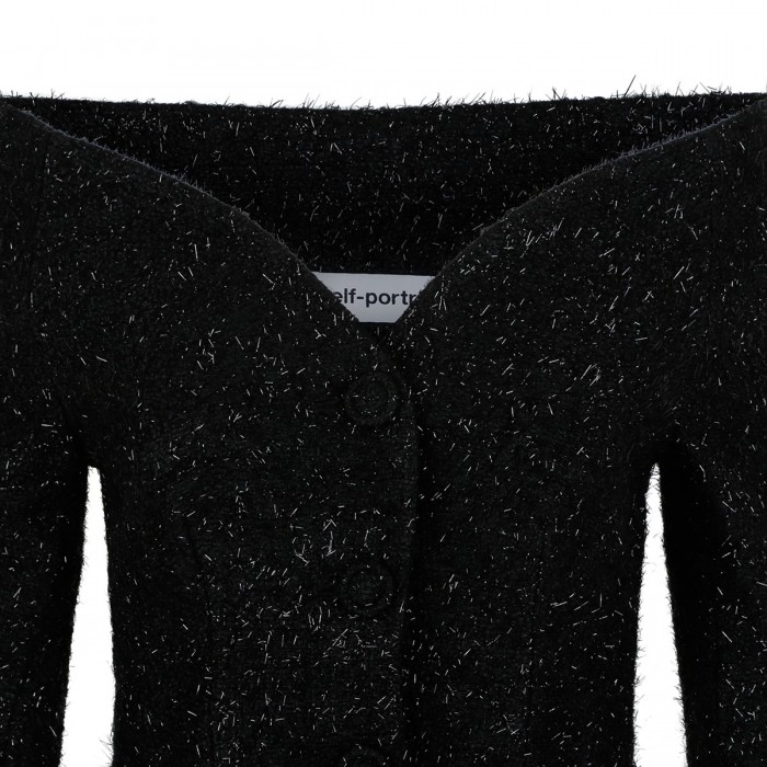 Black metallic boucle satin maxi dress