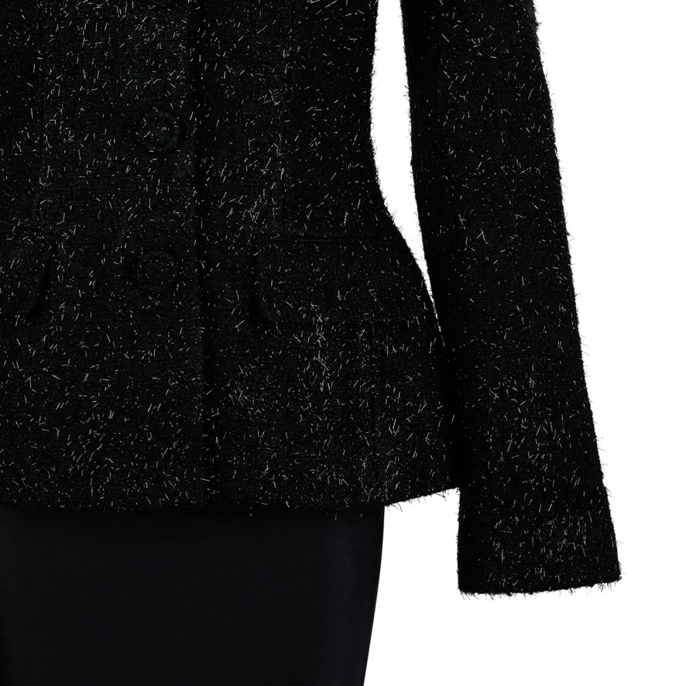 Black metallic boucle satin maxi dress