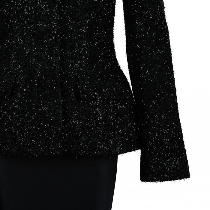 Black metallic boucle satin maxi dress