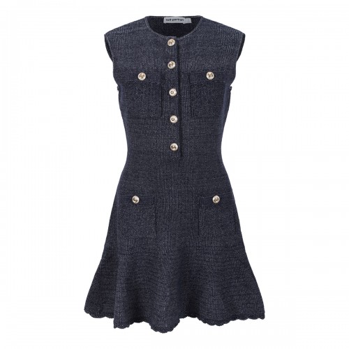 Navy textured knit mini dress