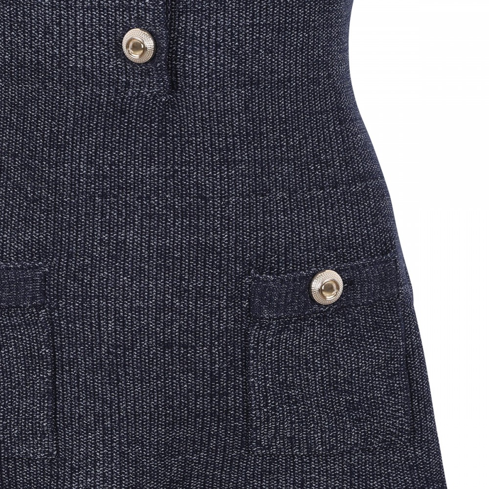 Navy textured knit mini dress