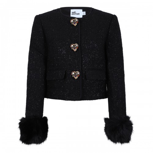 Black metallic boucle fur...