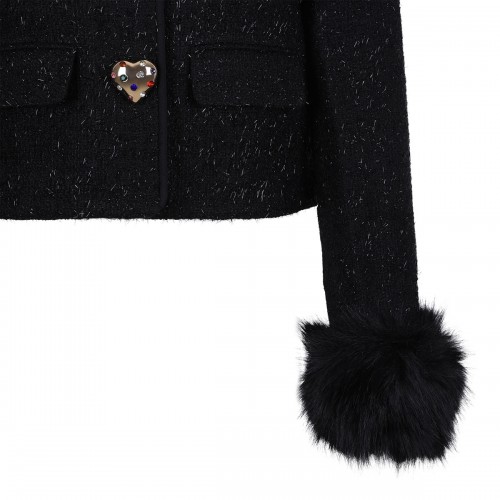 Black metallic boucle fur... 2