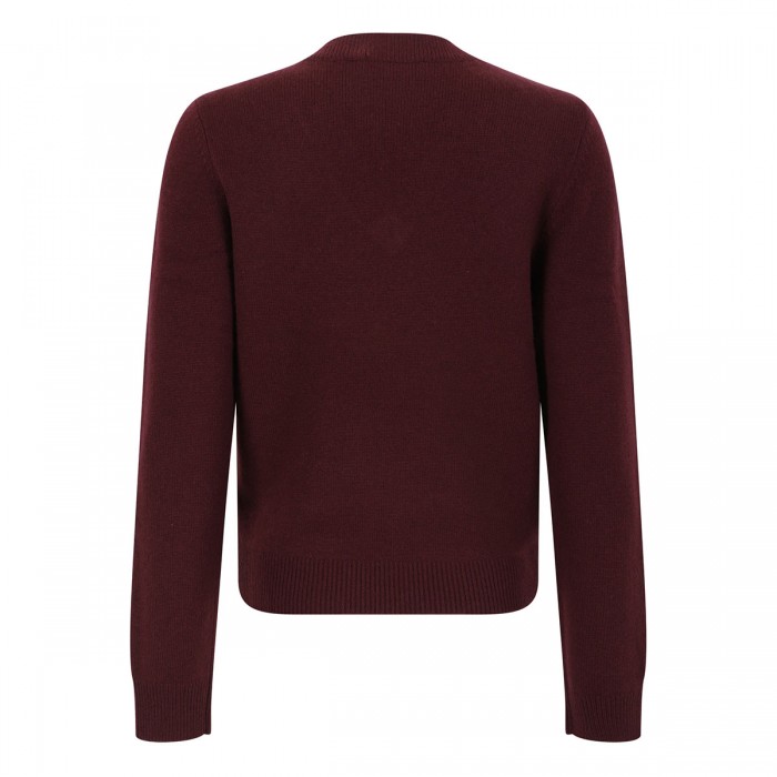 Burgundy flower wool sweater