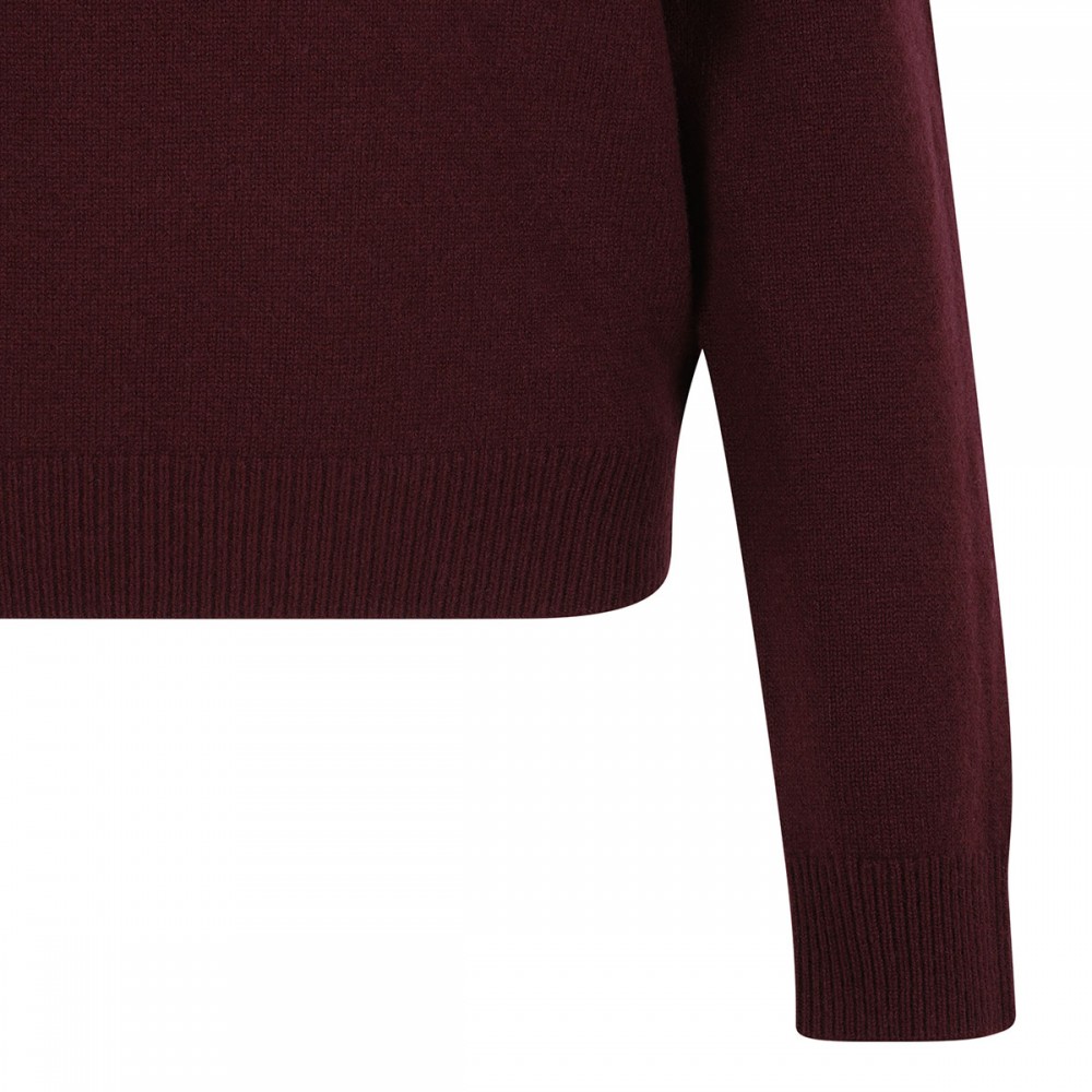 Burgundy flower wool sweater