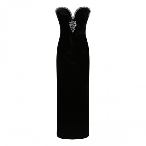 Black velvet maxi dress