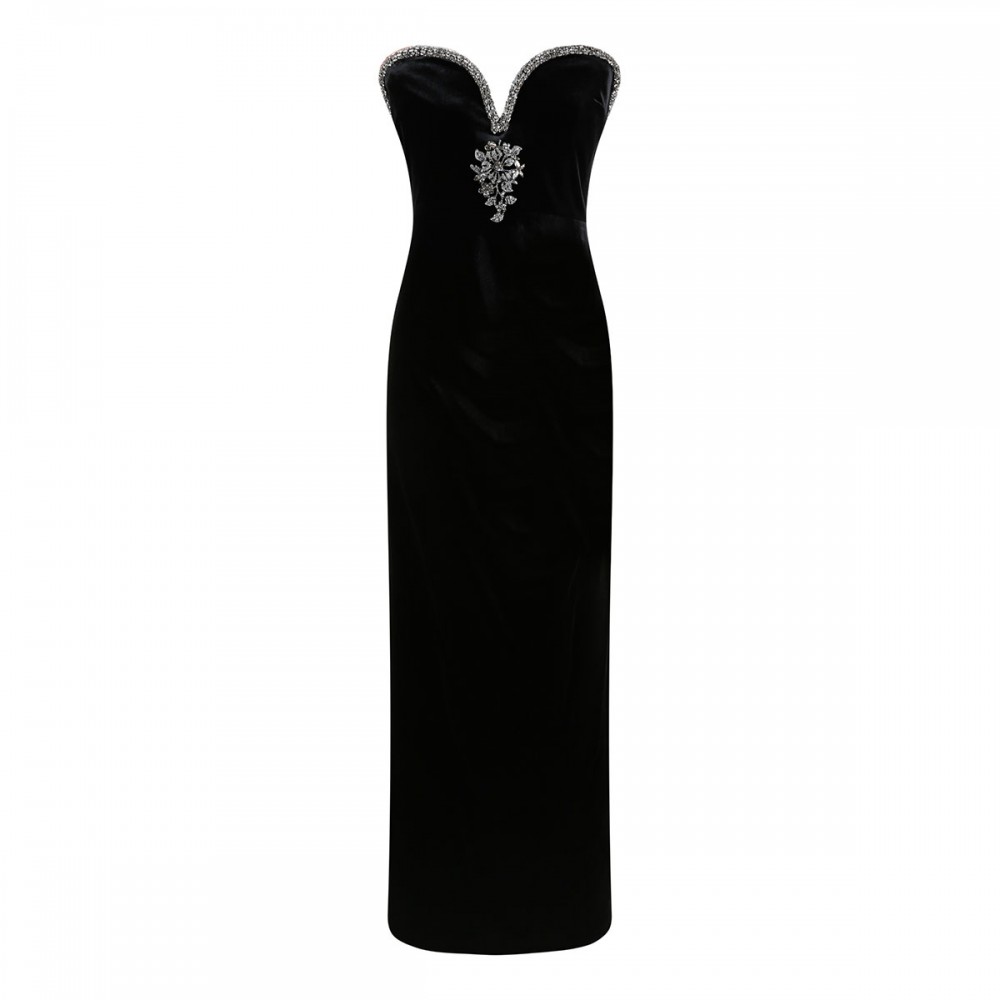 Black velvet maxi dress