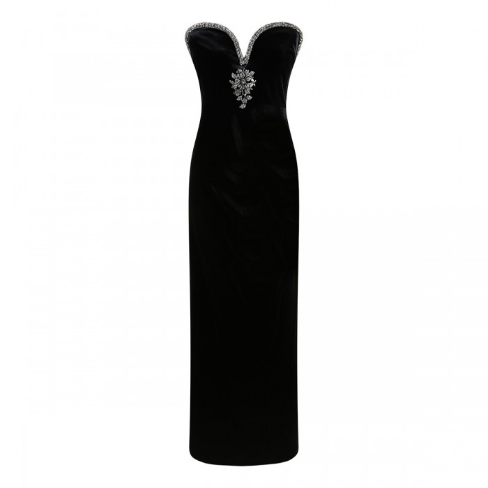 Black velvet maxi dress