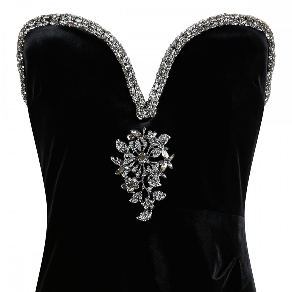 Black velvet maxi dress