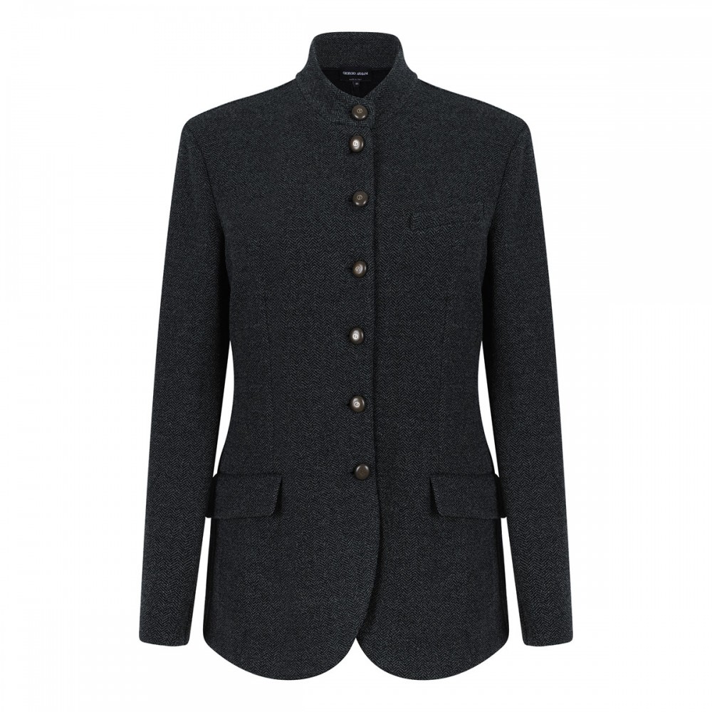 Herringbone effect jersey blazer