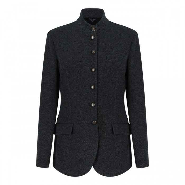 Herringbone effect jersey blazer