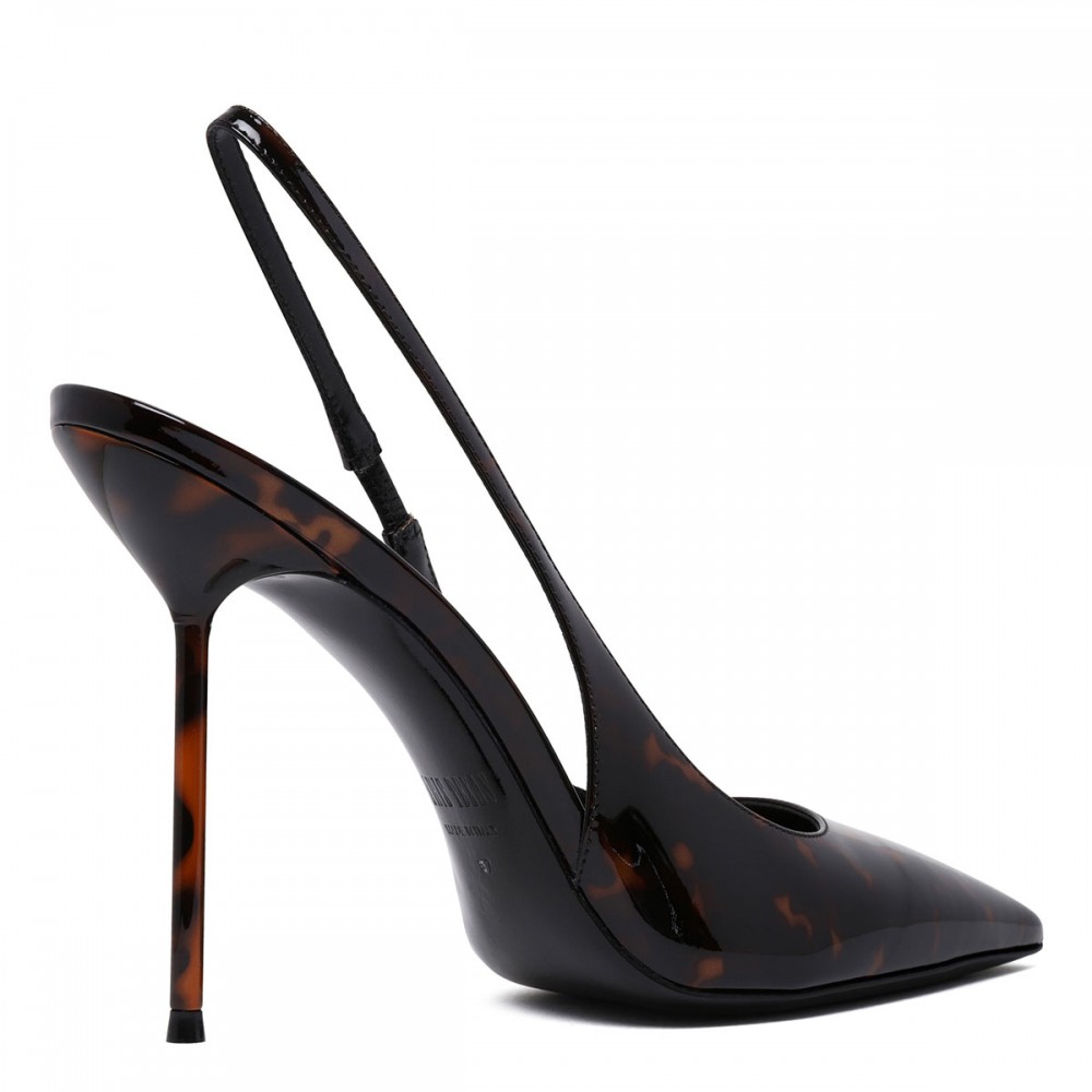 Lidia patent slingback pumps