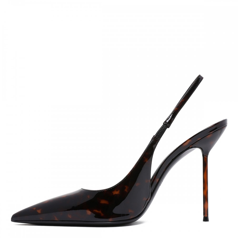 Lidia patent slingback pumps