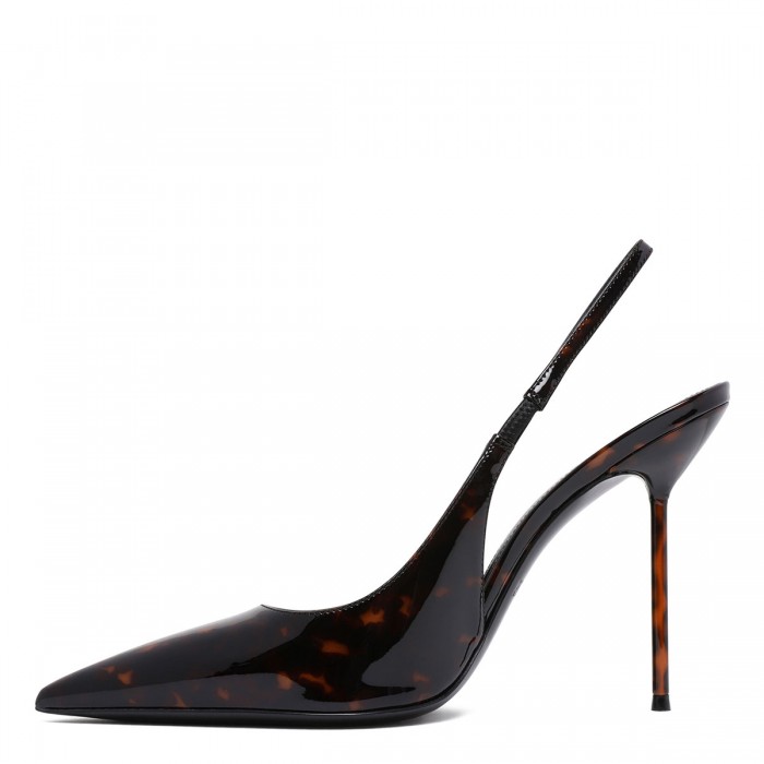 Lidia patent slingback pumps