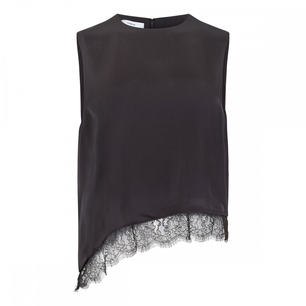 Asymmetric satin lace top