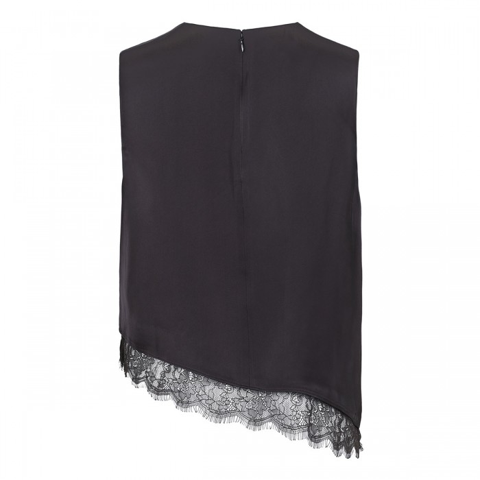 Asymmetric satin lace top