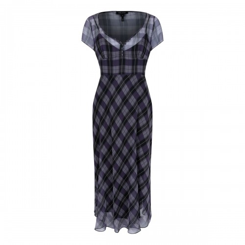 Plaid chiffon midi dress