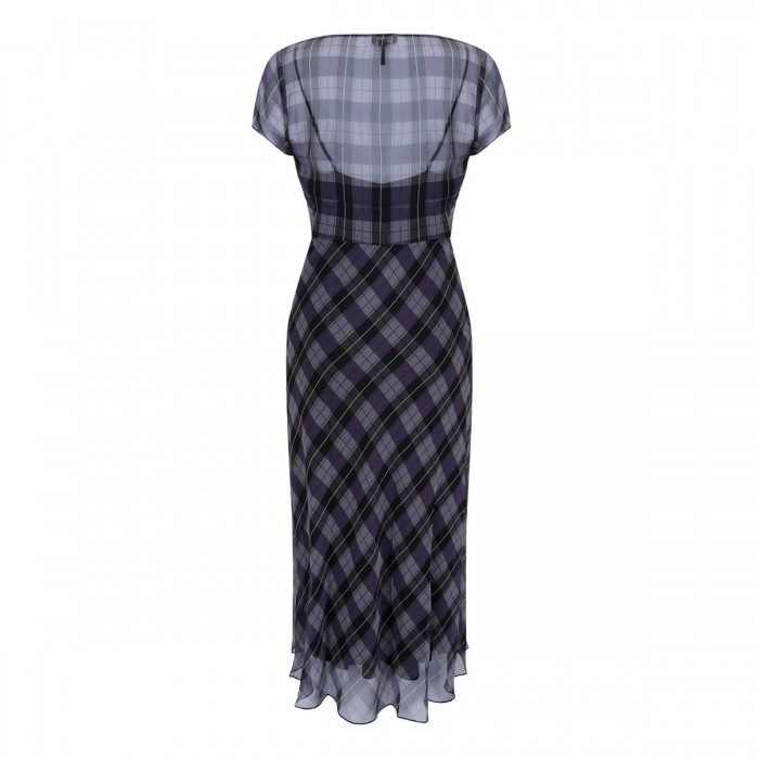 Plaid chiffon midi dress