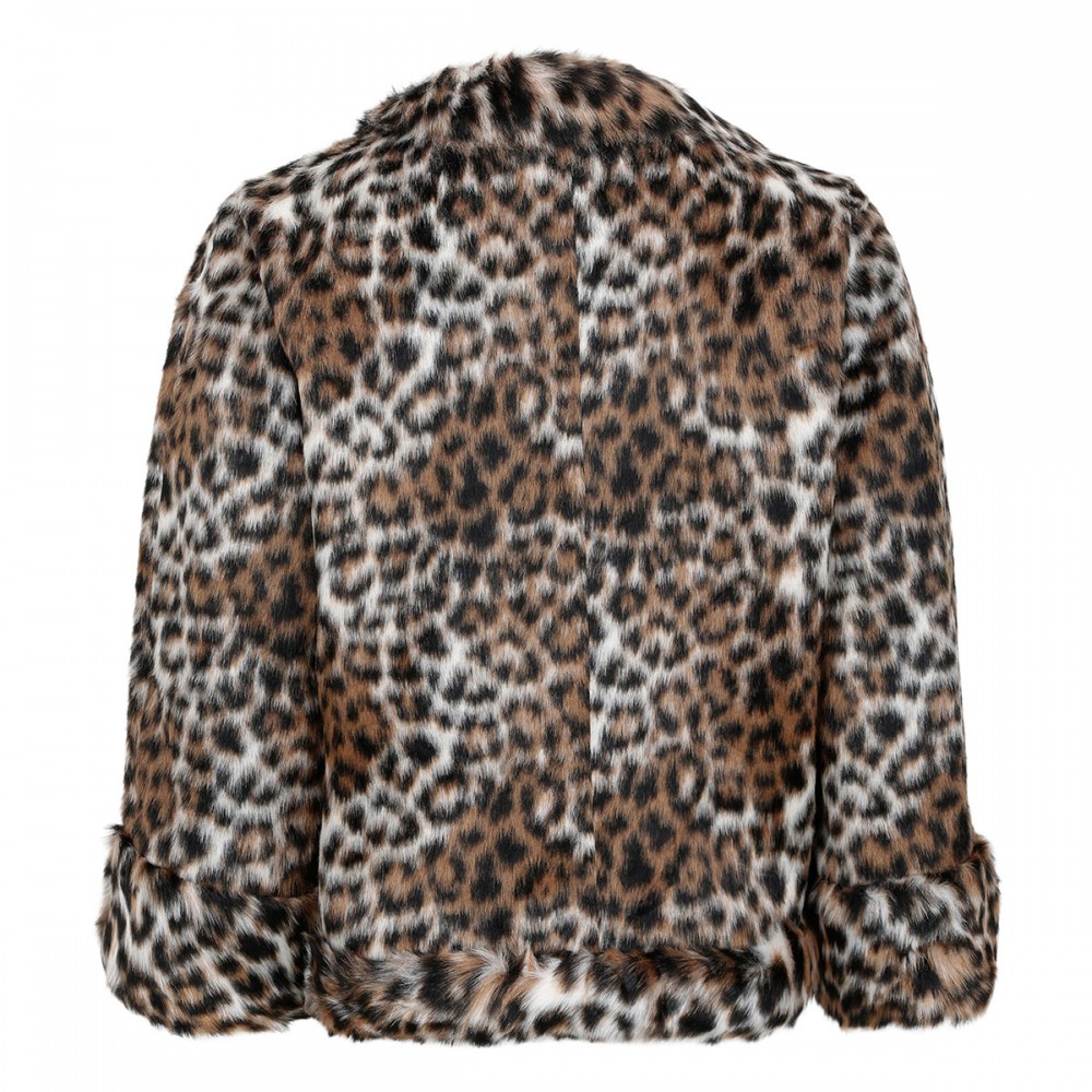 Faux fur leopard jacket