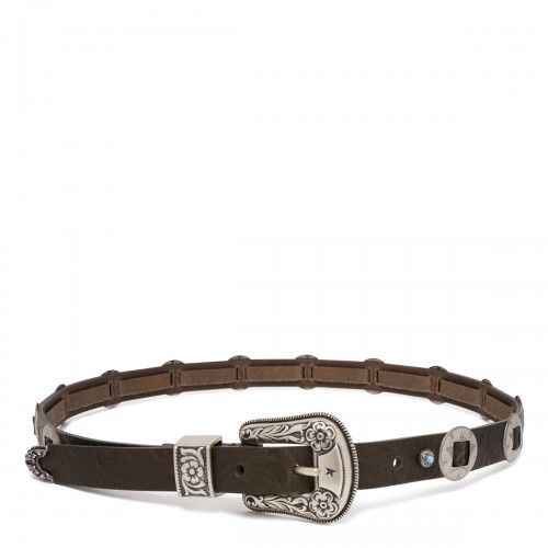 Lace belt in washed leather