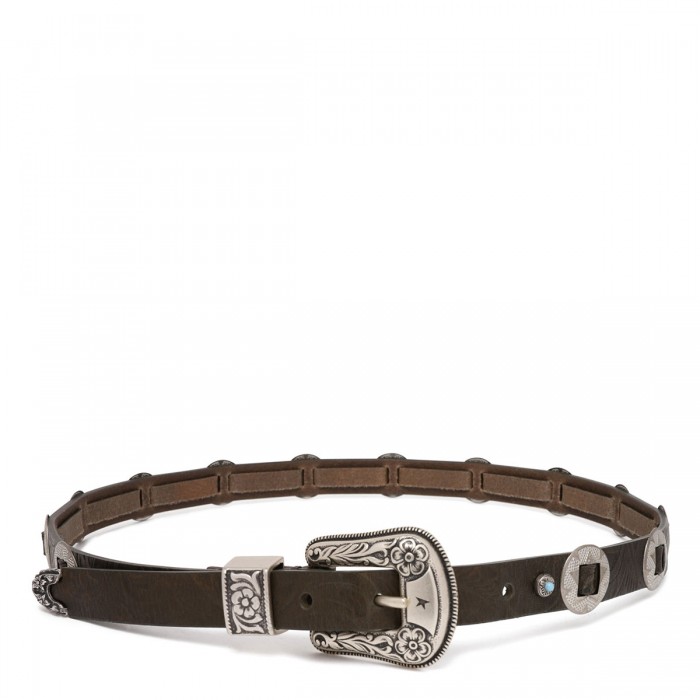 Lace belt in washed leather
