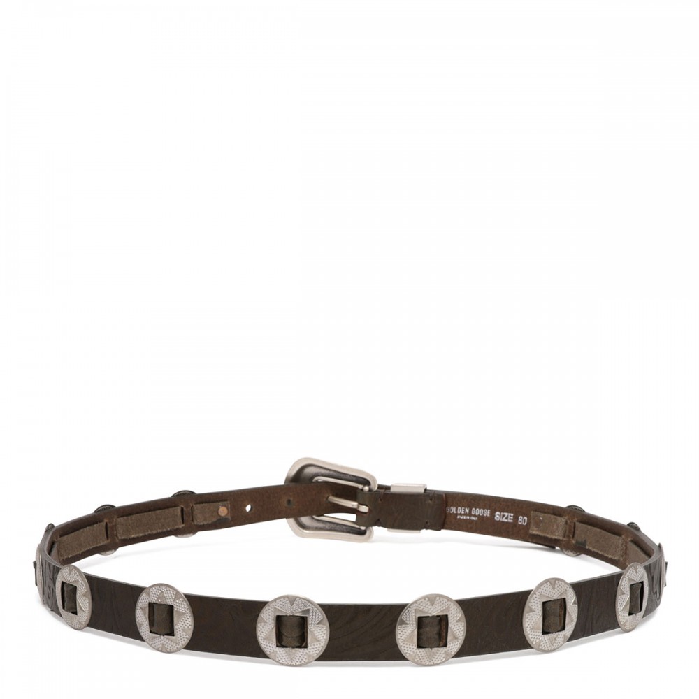 Lace belt in washed leather