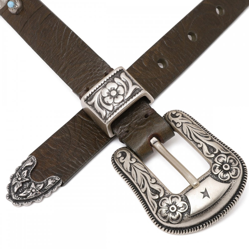 Lace belt in washed leather