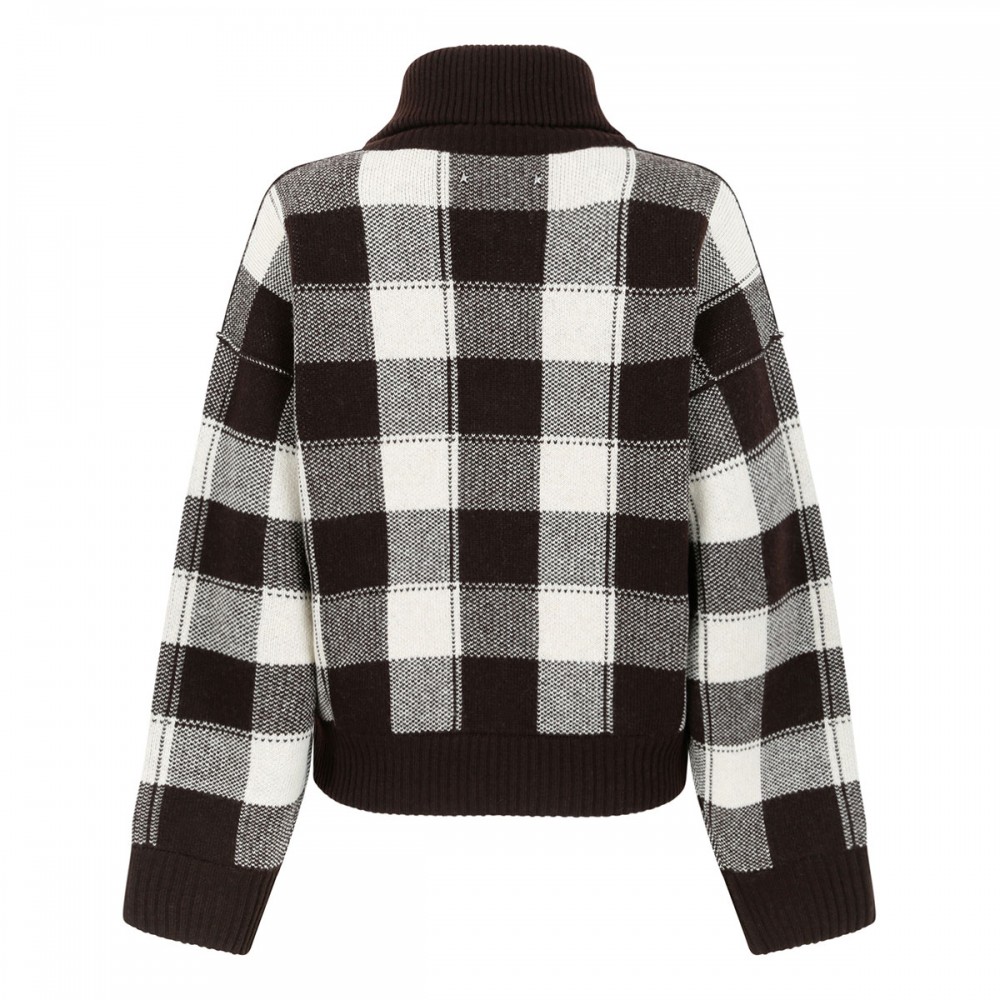 Check wool zipped sweatshirt