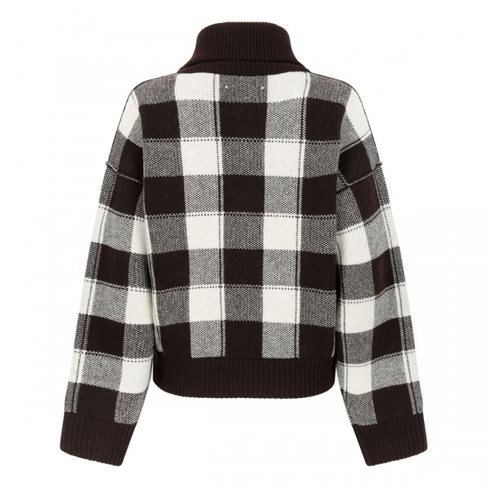 Check wool zipped sweatshirt