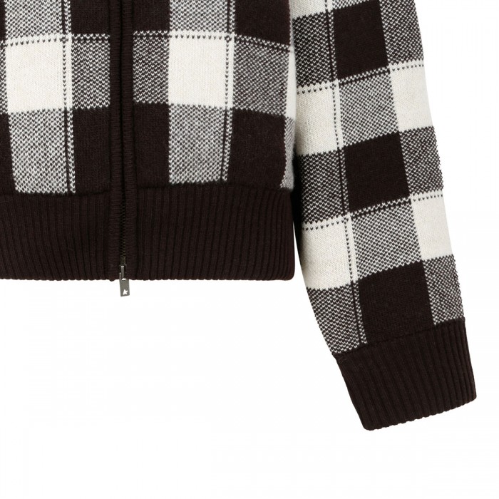 Check wool zipped sweatshirt