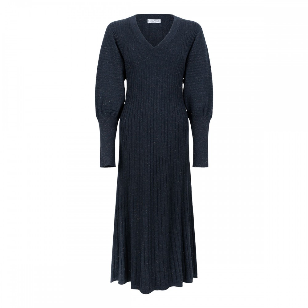 Cold blue knit cashmere blend dress