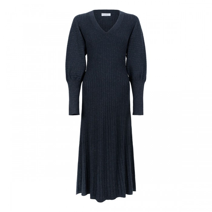 Cold blue knit cashmere blend dress