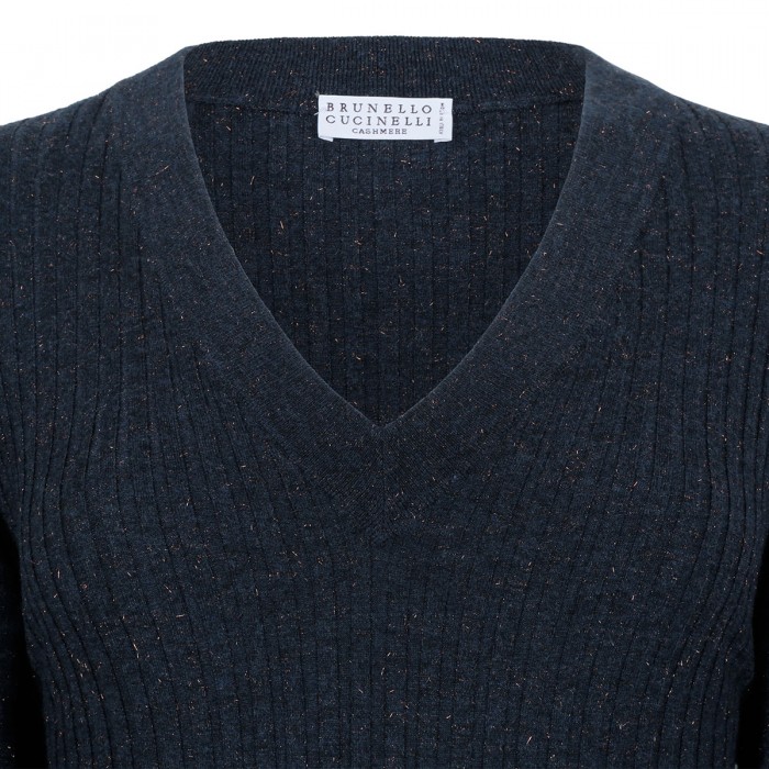 Cold blue knit cashmere blend dress