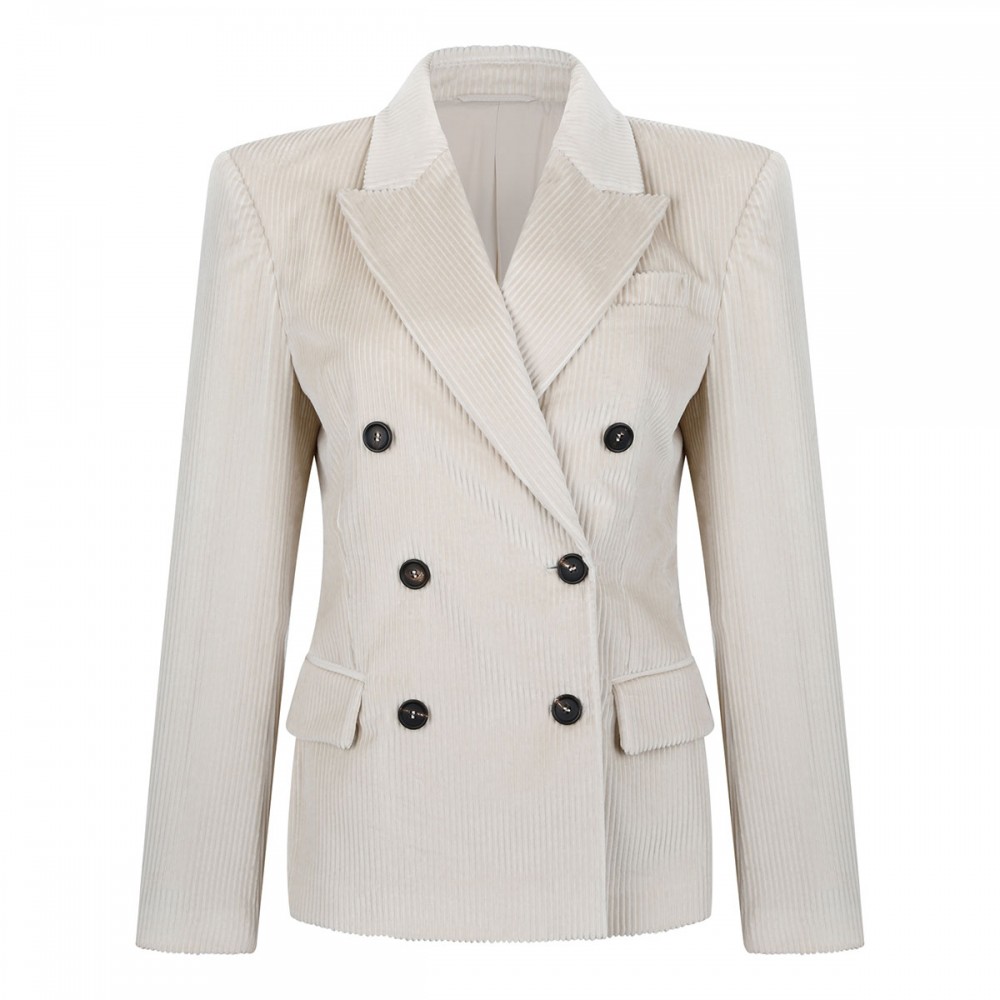 Double-breasted corduroy blazer