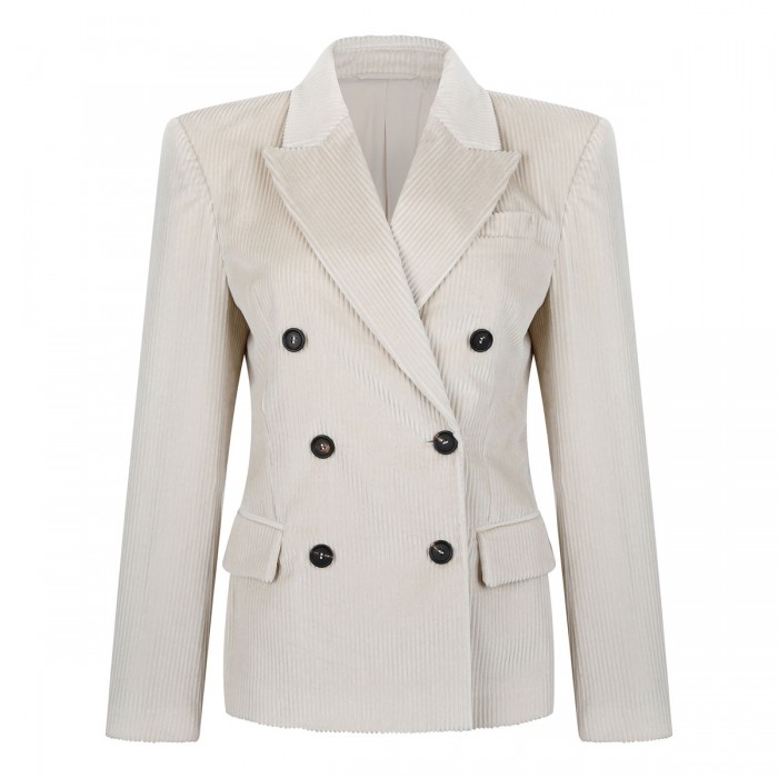 Double-breasted corduroy blazer