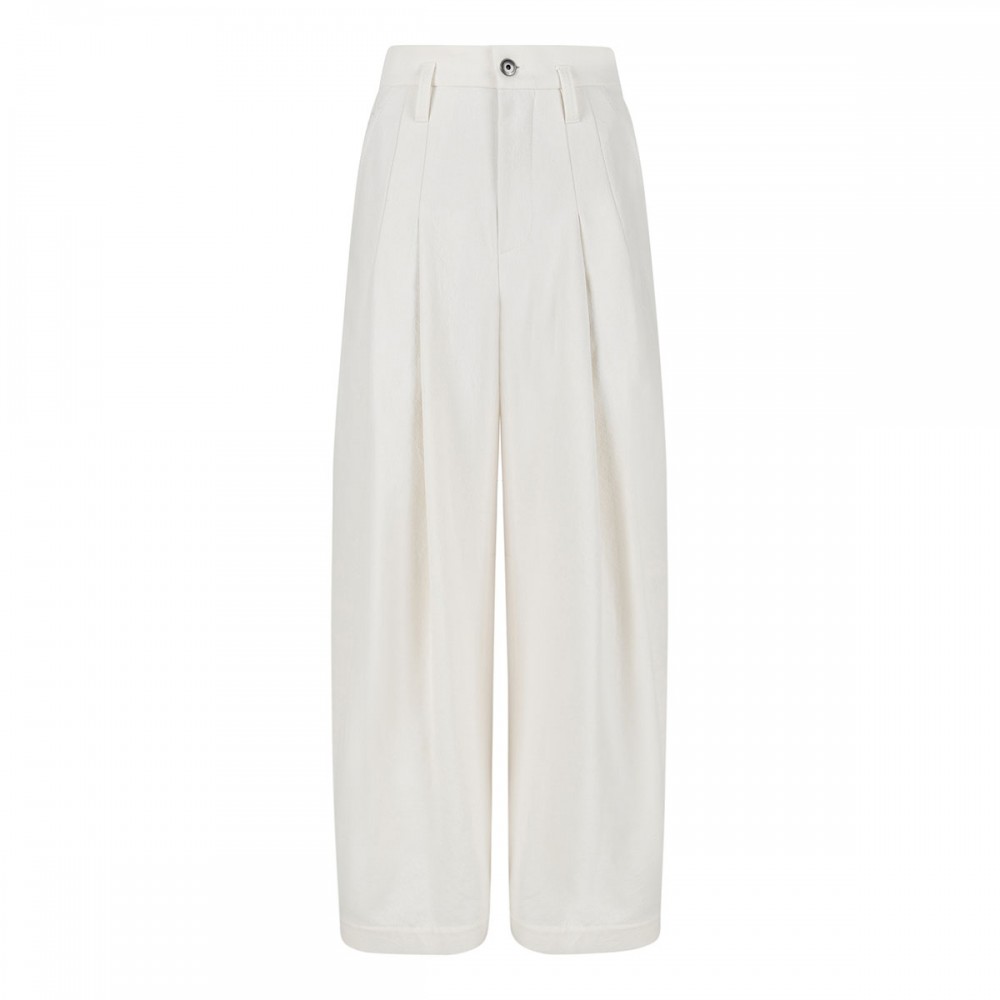 Wrinkled denim baggy pants
