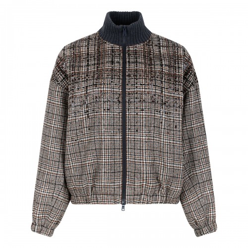 Check alpaca blend jacket