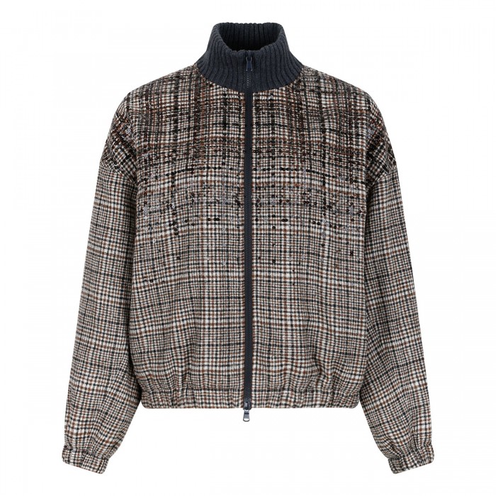 Check alpaca blend jacket