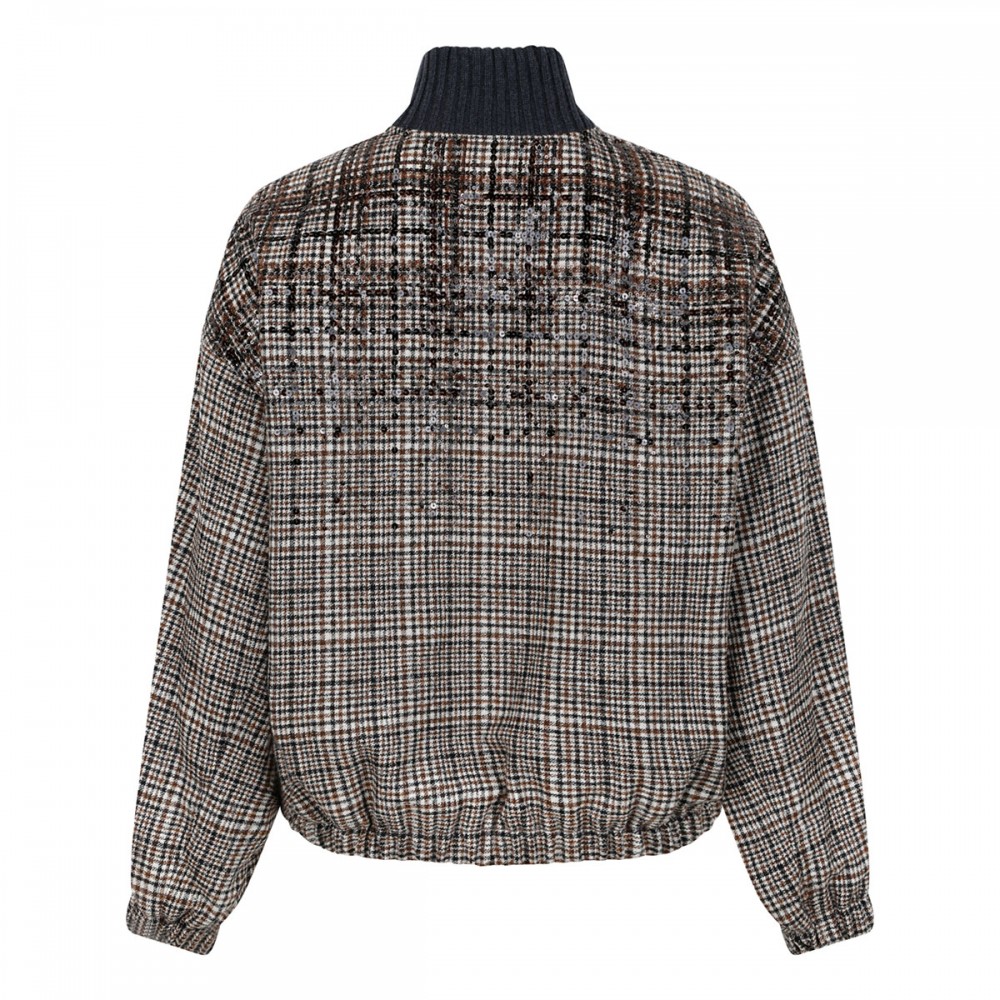 Check alpaca blend jacket
