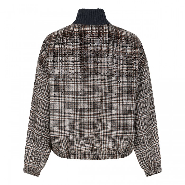 Check alpaca blend jacket