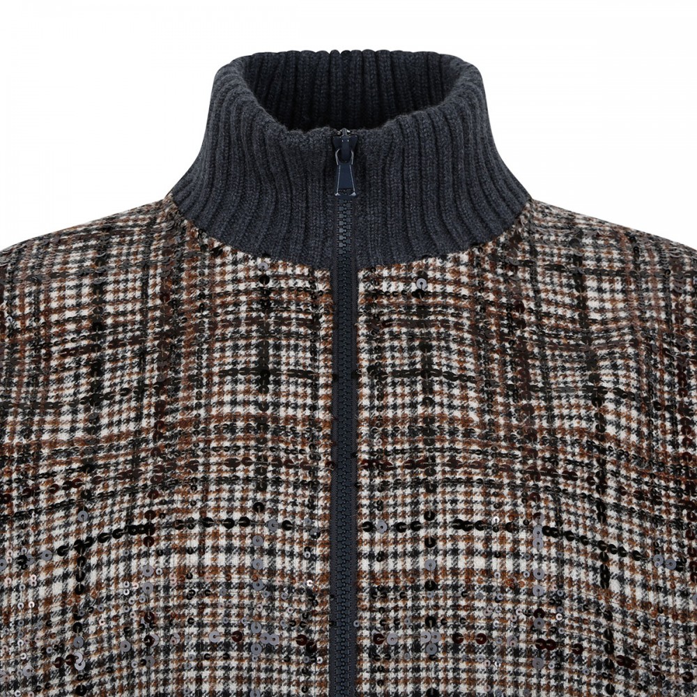Check alpaca blend jacket