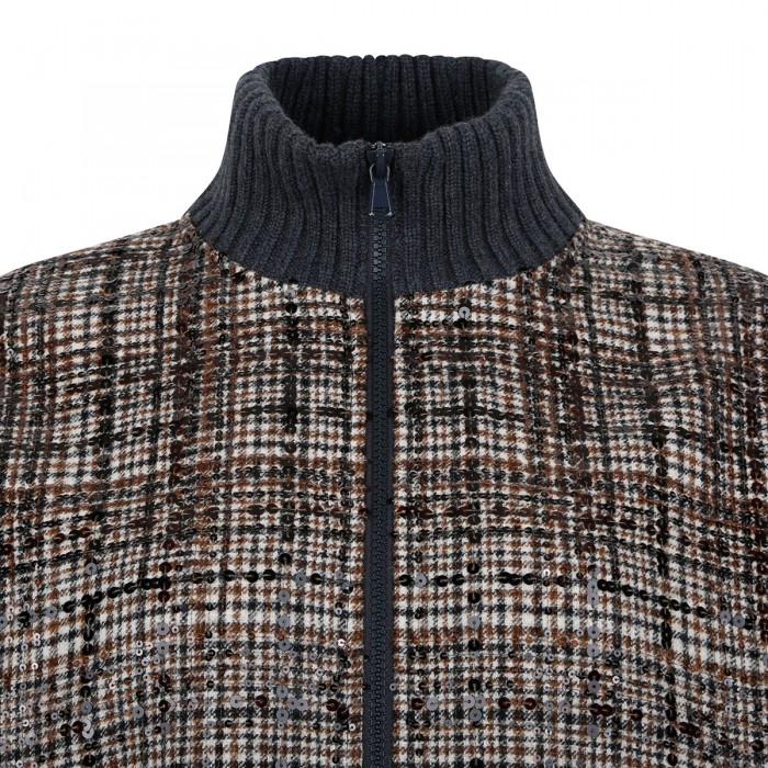 Check alpaca blend jacket